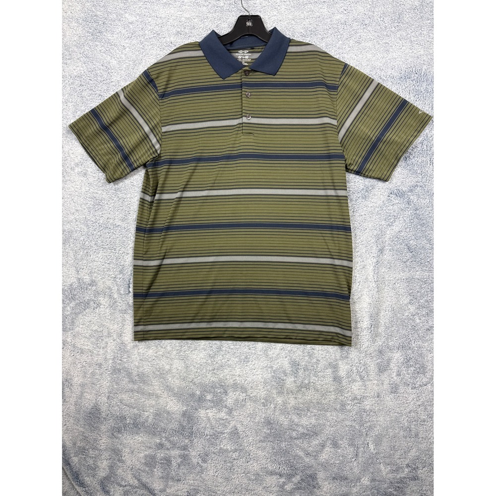 Snake Eyes Mens Large Green Striped Dry-18 Tour Select Golf Polo Shirt